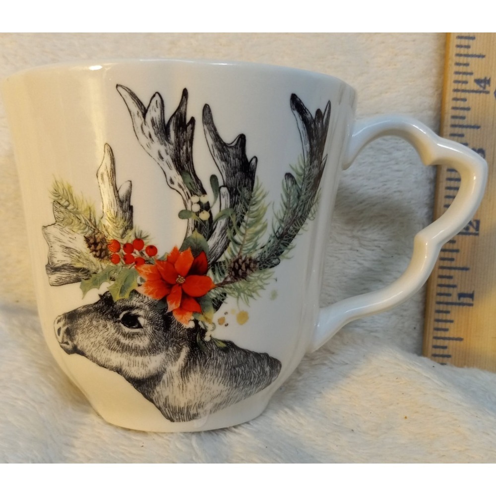 Tabletops Unlimited ELK Stag Wildlife Furry Christmas Mug 15.5oz Holiday Cup